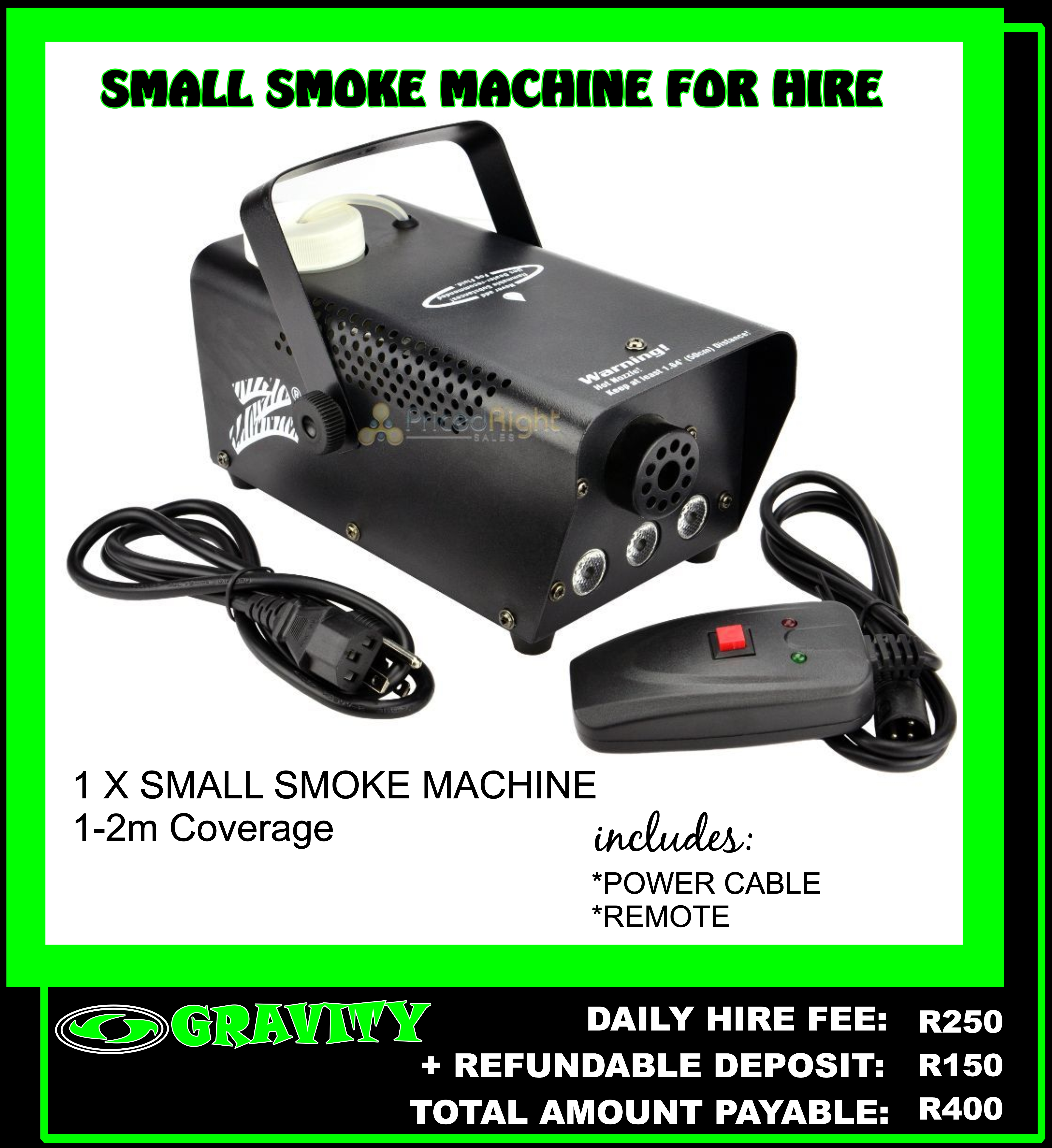 SMALL PARTY SMOKE EFFECTS MACHINE FOR HIRE IN DURBAN GRAVITY DJ STORE 0315072736